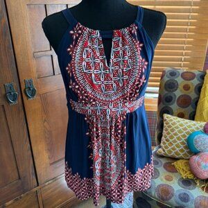 INC International Concepts Red White and Blue Halter Blouse